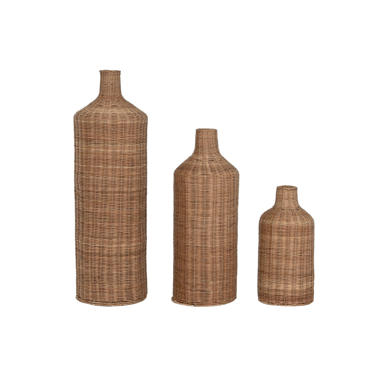 Set de 3 Jarrones Home ESPRIT Marrón Metal Natural 25 x 25 x 82 cm (3 Piezas)
