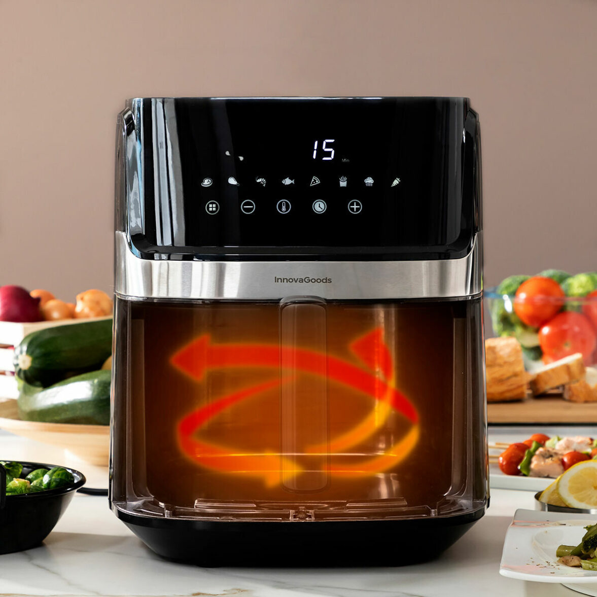 Freidora de Aire InnovaGoods Window Negro 1700 W 6,5 L Acero Inoxidable (Reacondicionado A) - Imagen 7