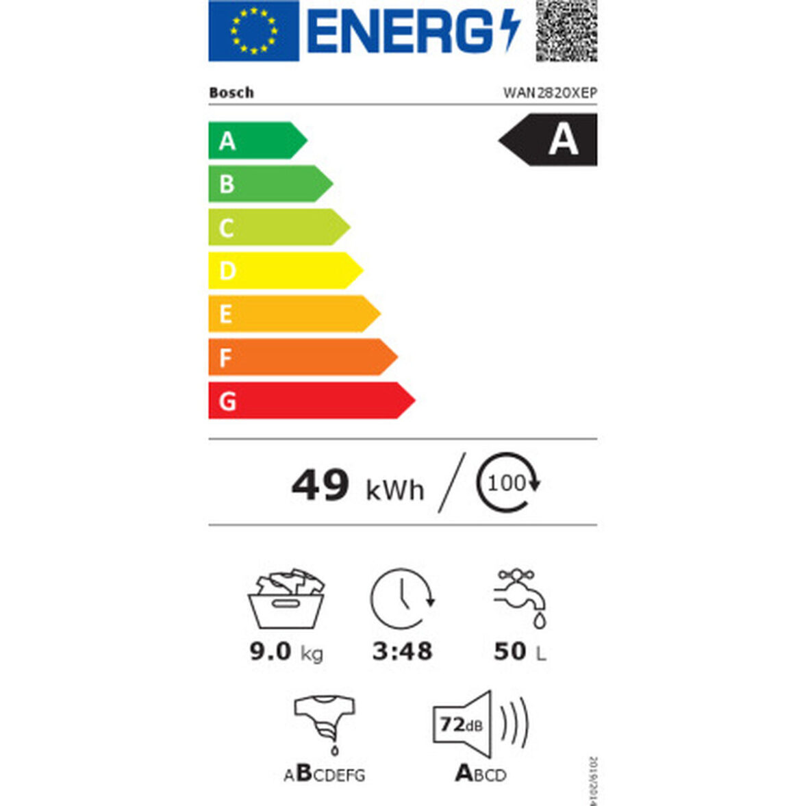 Lavadora BOSCH WAN2820XEP 60 cm 1400 rpm 9 kg - Imagen 3