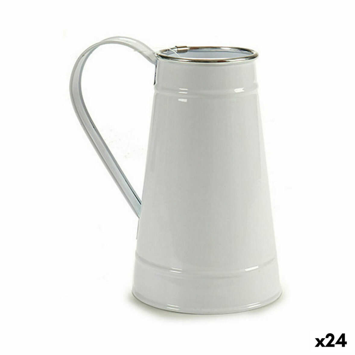Macetero Lechera Blanco Plateado Metal 17 x 18,5 x 11,3 cm (24 Unidades)