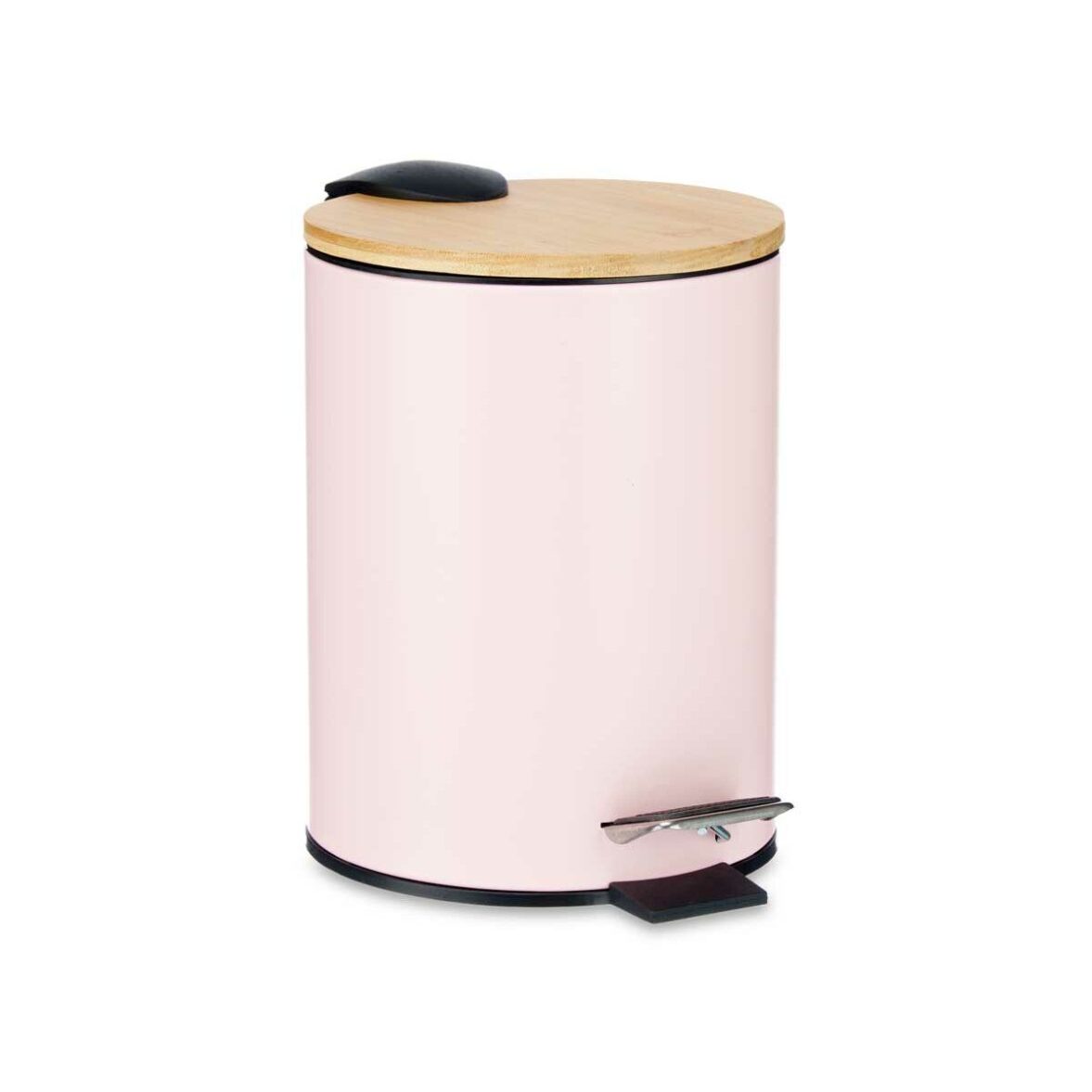 Papelera Rosa Metal Bambú 3 L (4 Unidades) - Imagen 4