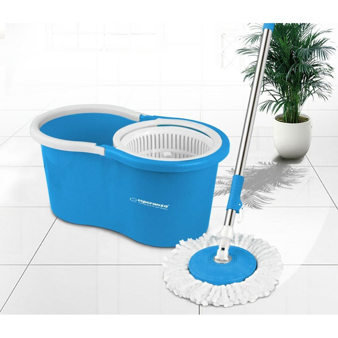 Mopa Fregona con Cubo Esperanza EHS005 Azul Blanco Microfibra - Imagen 4