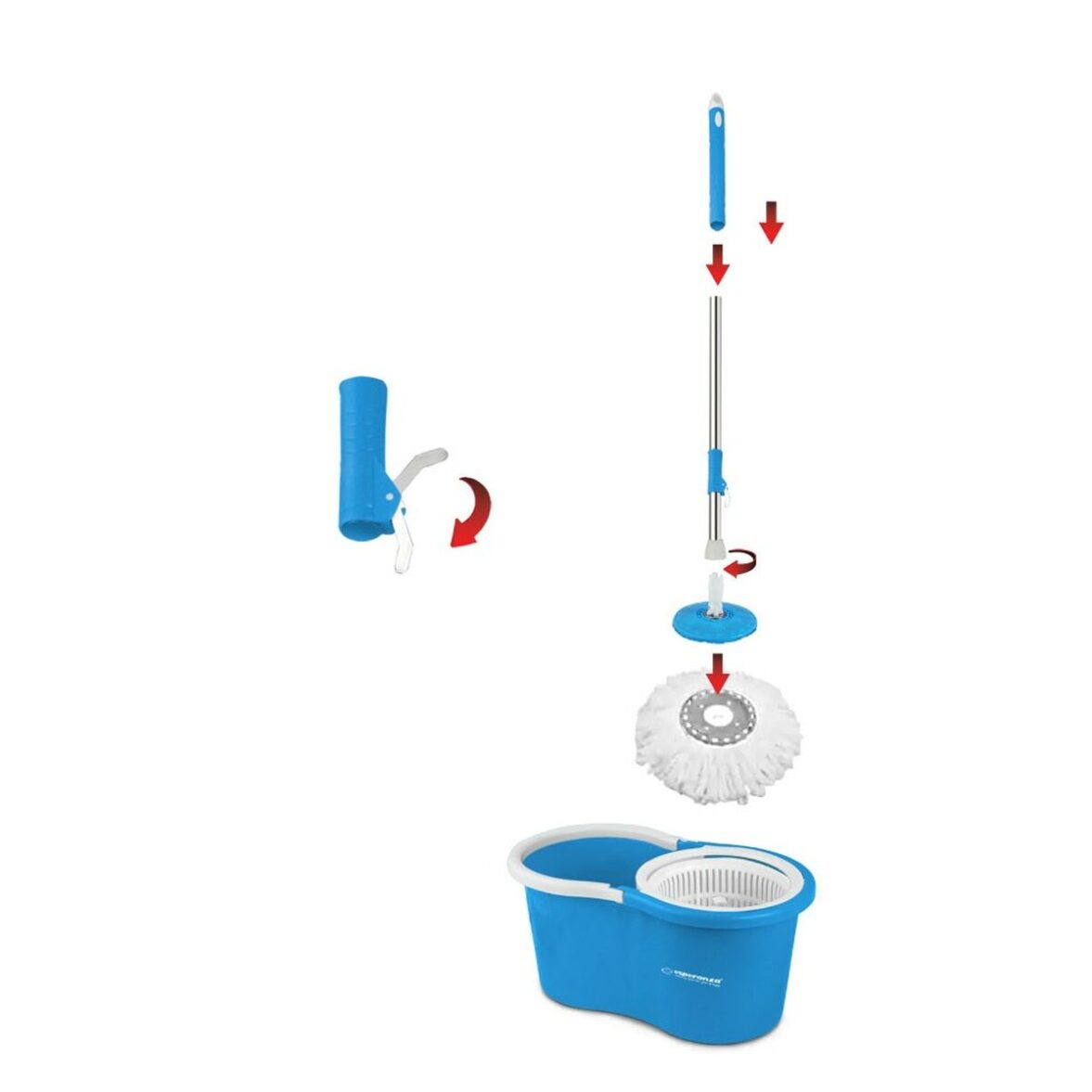 Mopa Fregona con Cubo Esperanza EHS005 Azul Blanco Microfibra - Imagen 6
