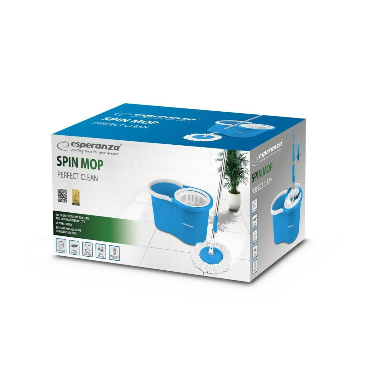 Mopa Fregona con Cubo Esperanza EHS005 Azul Blanco Microfibra - Imagen 8