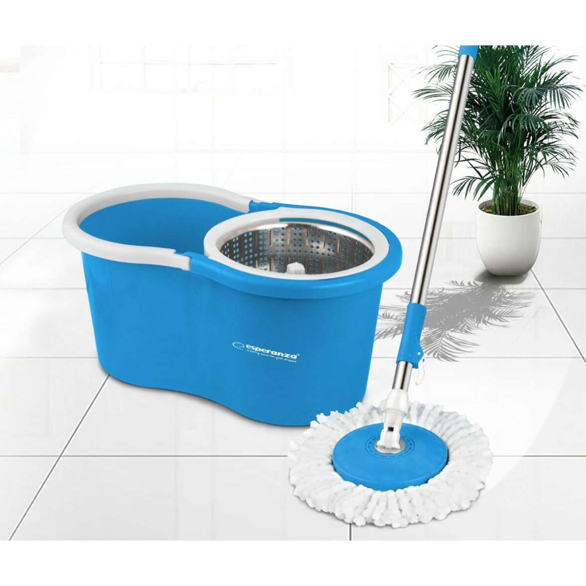 Mopa Fregona con Cubo Esperanza EHS006 Azul Blanco Microfibra - Imagen 6