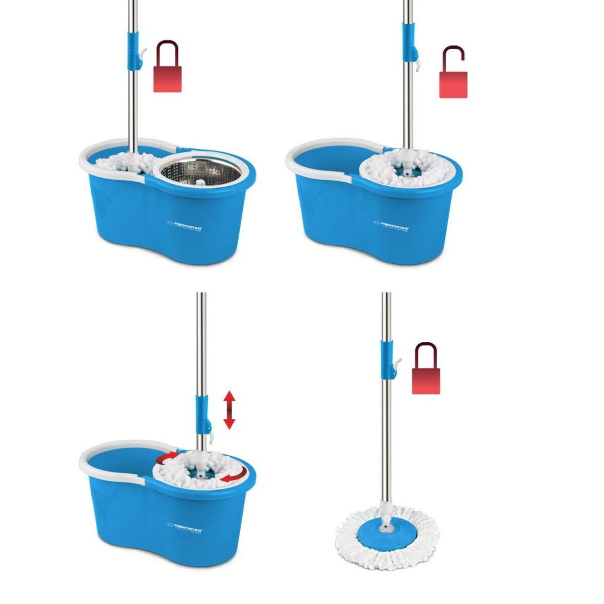 Mopa Fregona con Cubo Esperanza EHS006 Azul Blanco Microfibra - Imagen 5