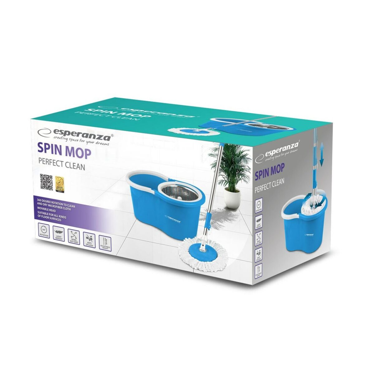 Mopa Fregona con Cubo Esperanza EHS006 Azul Blanco Microfibra - Imagen 3