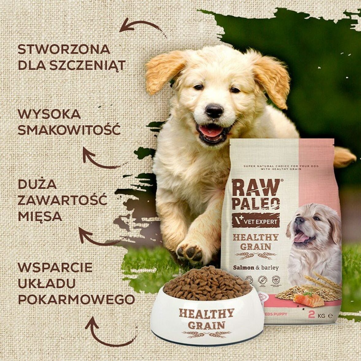 Pienso VETEXPERT Raw Paleo Healthy Grain Puppy Salmon y cebada Salmón 2 Kg - Imagen 4
