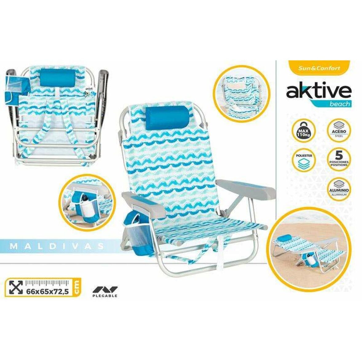 Silla Plegable con Nevera Aktive 66 x 65 x 72.5 cm - Imagen 3