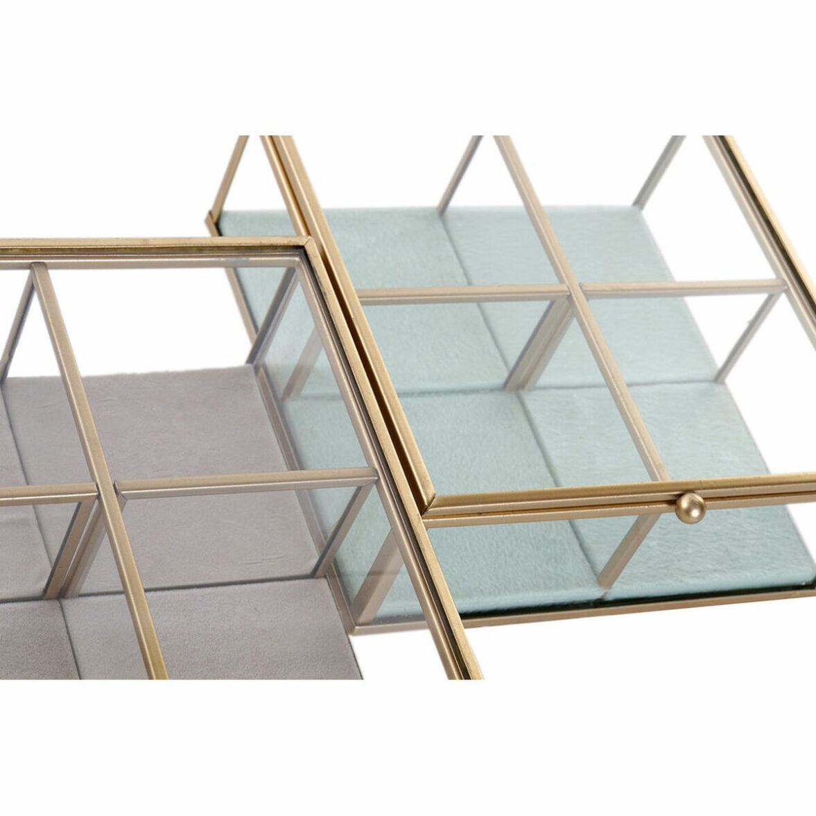 Caja-Joyero DKD Home Decor Verde Gris claro Metal Cristal 15 x 15 x 5,5 cm (2 Unidades) - Imagen 4