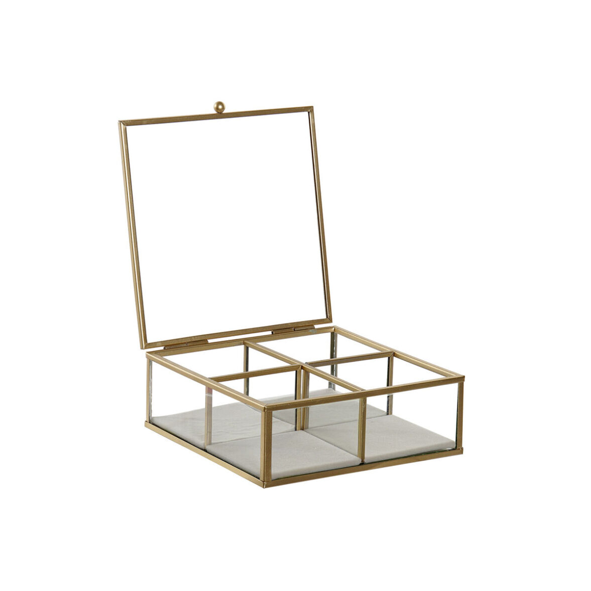 Caja-Joyero DKD Home Decor Verde Gris claro Metal Cristal 15 x 15 x 5,5 cm (2 Unidades) - Imagen 3