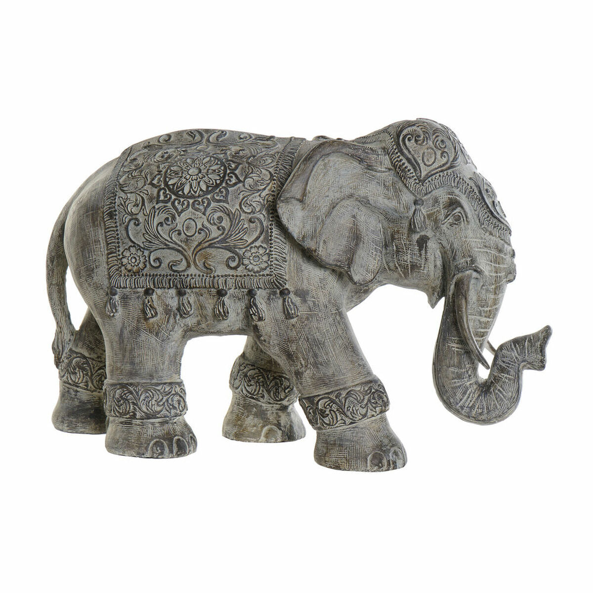 Figura Decorativa DKD Home Decor Beige Multicolor Elefante Colonial 52 x 23 x 33 cm