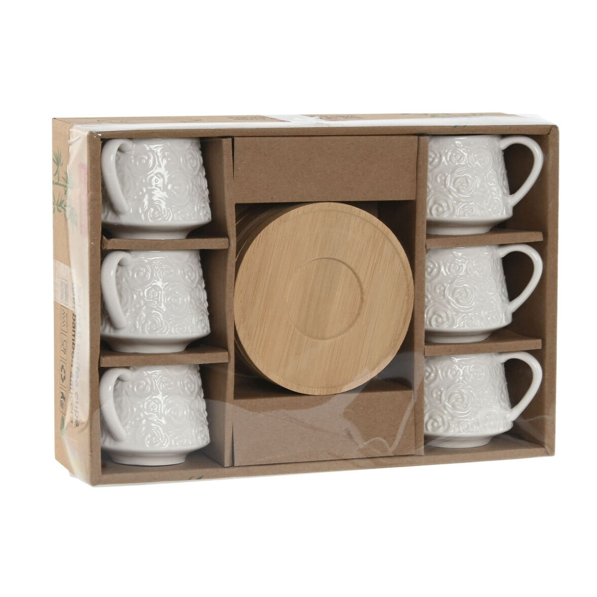 Taza Home ESPRIT Blanco Bambú Porcelana 90 ml - Imagen 3