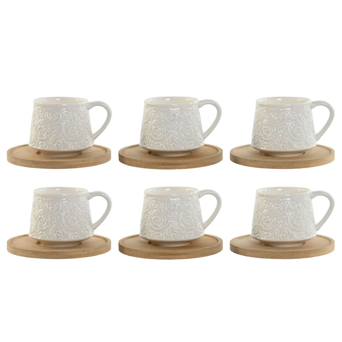 Taza Home ESPRIT Blanco Bambú Porcelana 90 ml - Imagen 5