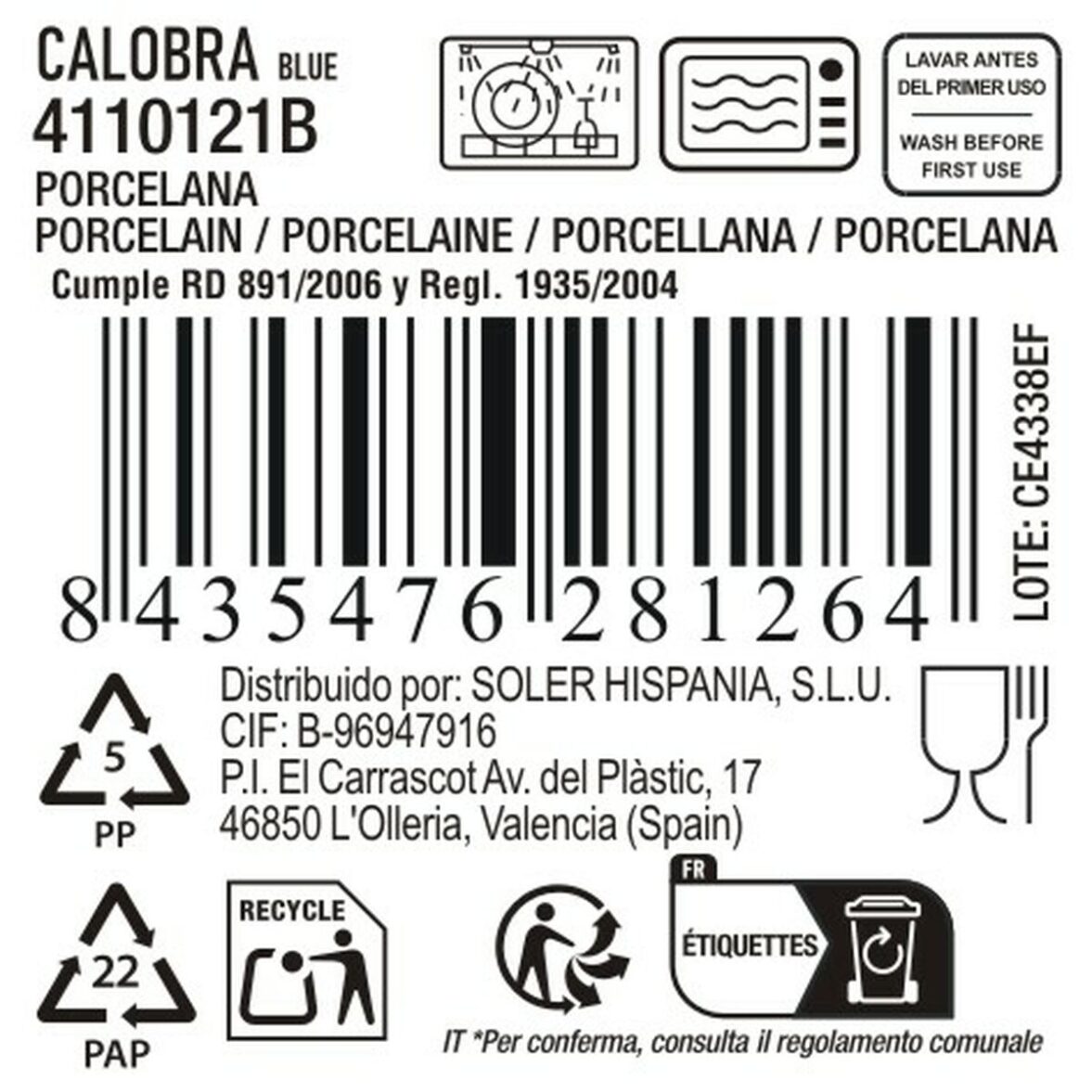 Fuente de Cocina La Mediterránea Calobra Azul 31 x 17,5 cm (24 Unidades) - Imagen 3
