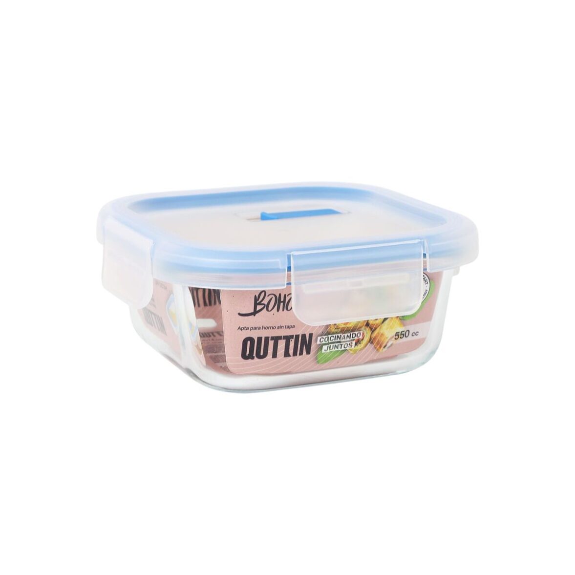Fiambrera Hermética Quttin Boho Transparente 550 ml (12 Unidades) - Imagen 5