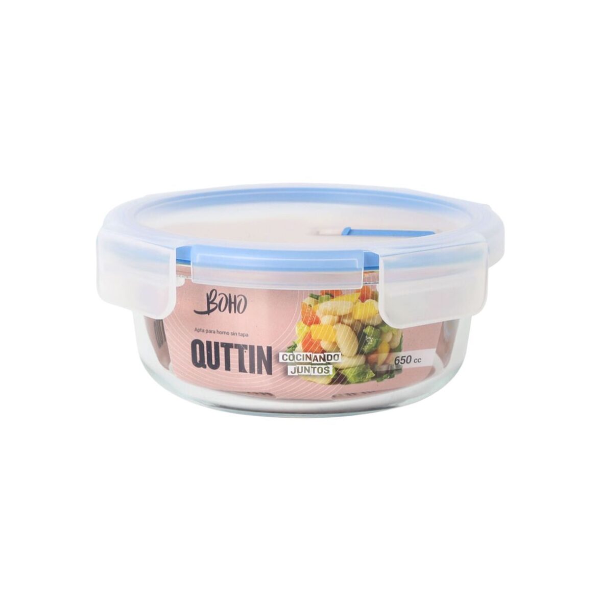 Fiambrera Hermética Quttin Boho Transparente 650 ml (6 Unidades) - Imagen 3