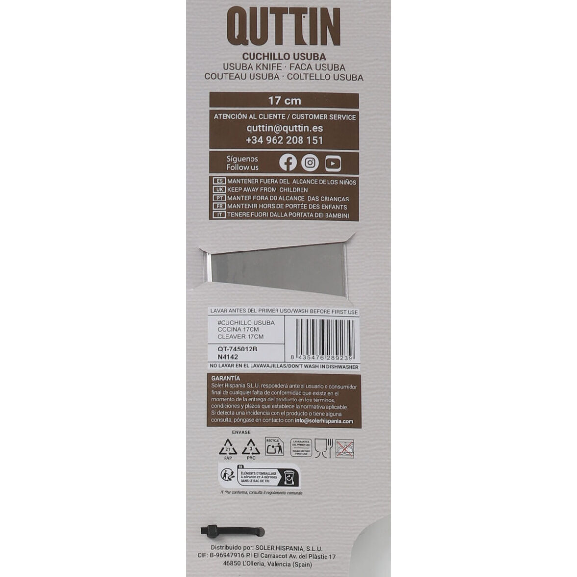 Cuchillo de Cocina Quttin Takamura Marrón Plateado 17 cm (6 Unidades) - Imagen 5