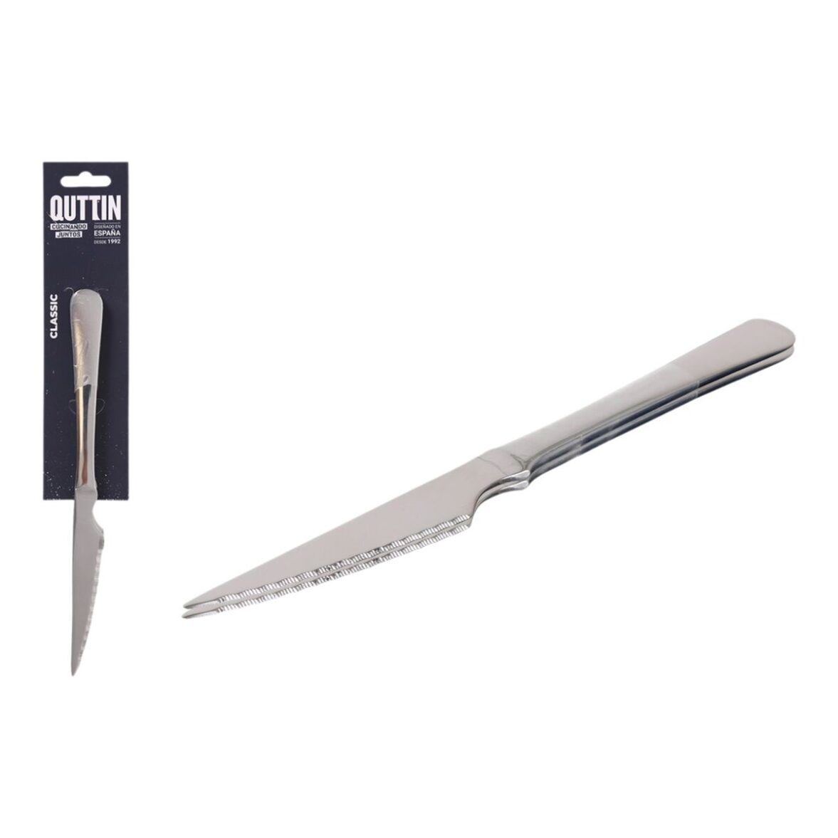 Set de Cuchillos para Carne Quttin Classic Plateado Acero Inoxidable 21,5 x 1,9 cm 2 Piezas (12 Unidades) - Imagen 3