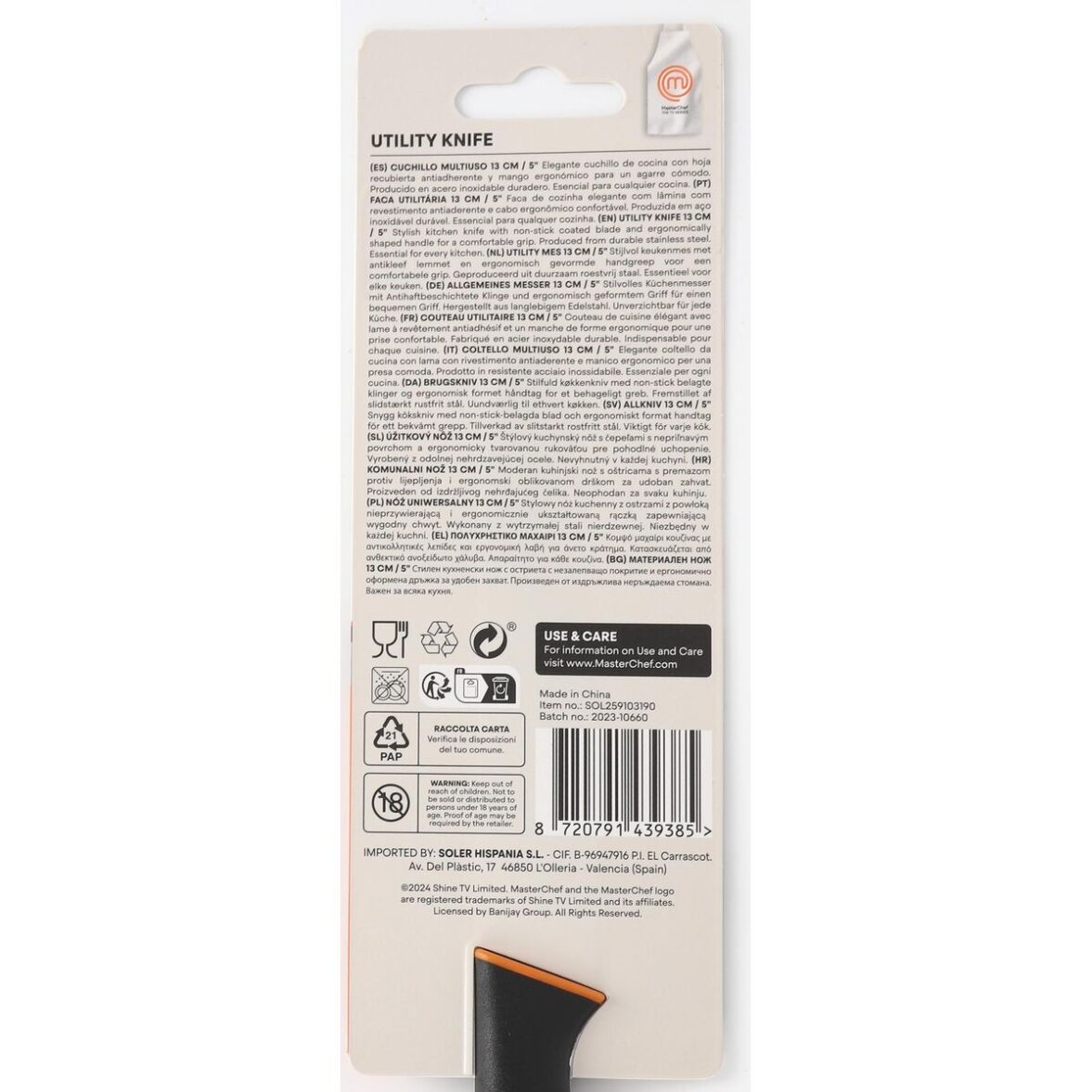 Cuchillo de Cocina MasterChef Negro Plateado 13 cm Multiusos (24 Unidades) - Imagen 5