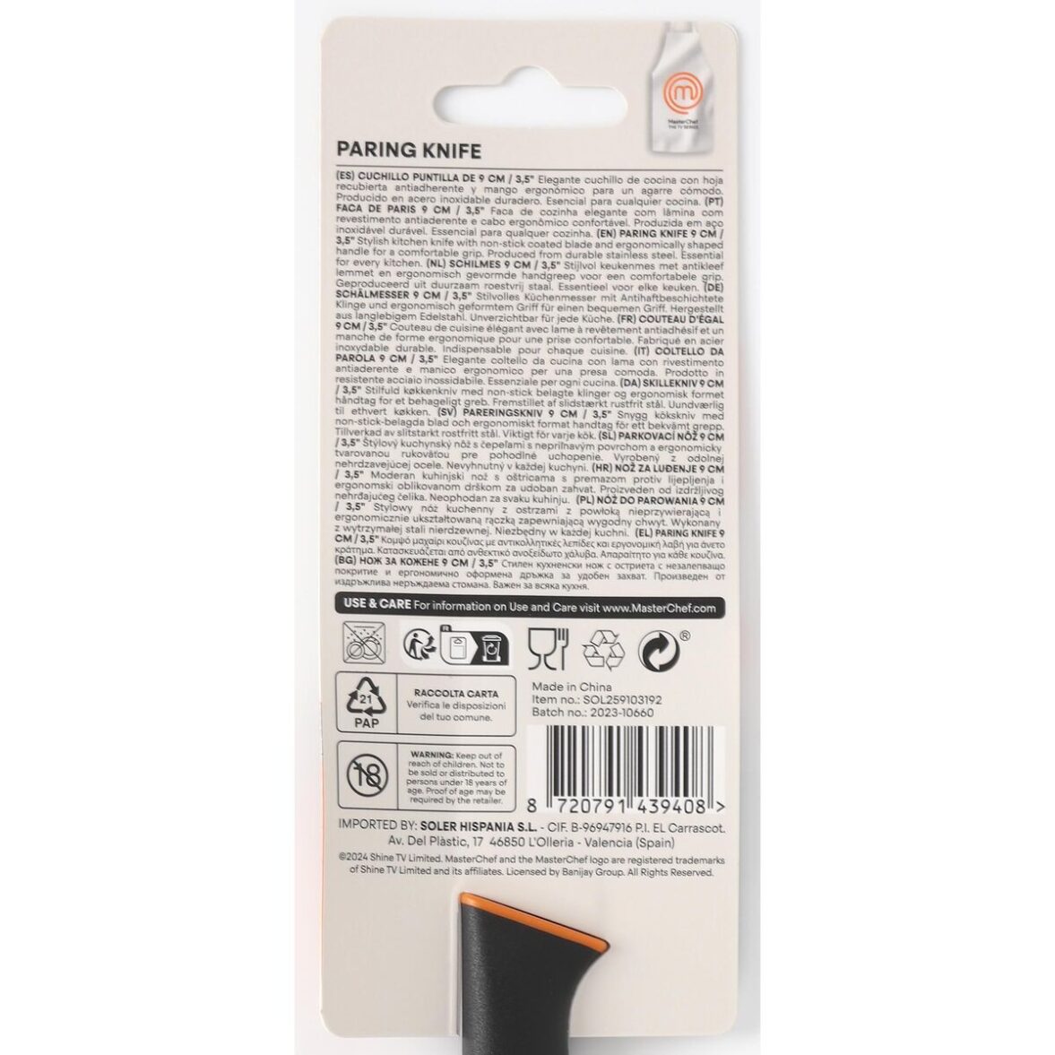 Cuchillo de Cocina MasterChef Negro Plateado 9 cm (24 Unidades) - Imagen 3
