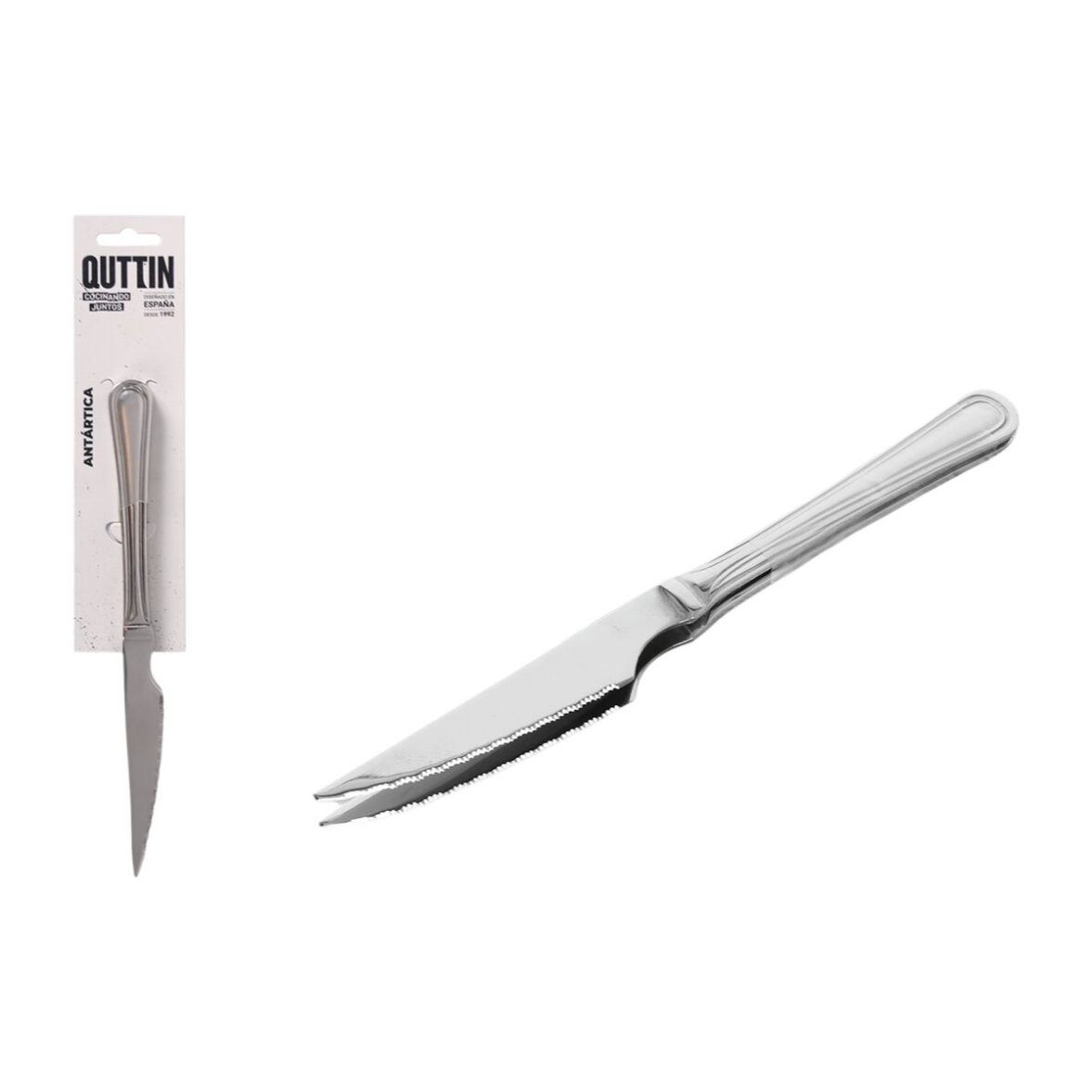 Set de Cuchillos para Carne Quttin Antártica Plateado Acero Inoxidable 21,5 x 1,9 cm 2 Piezas (12 Unidades) - Imagen 3