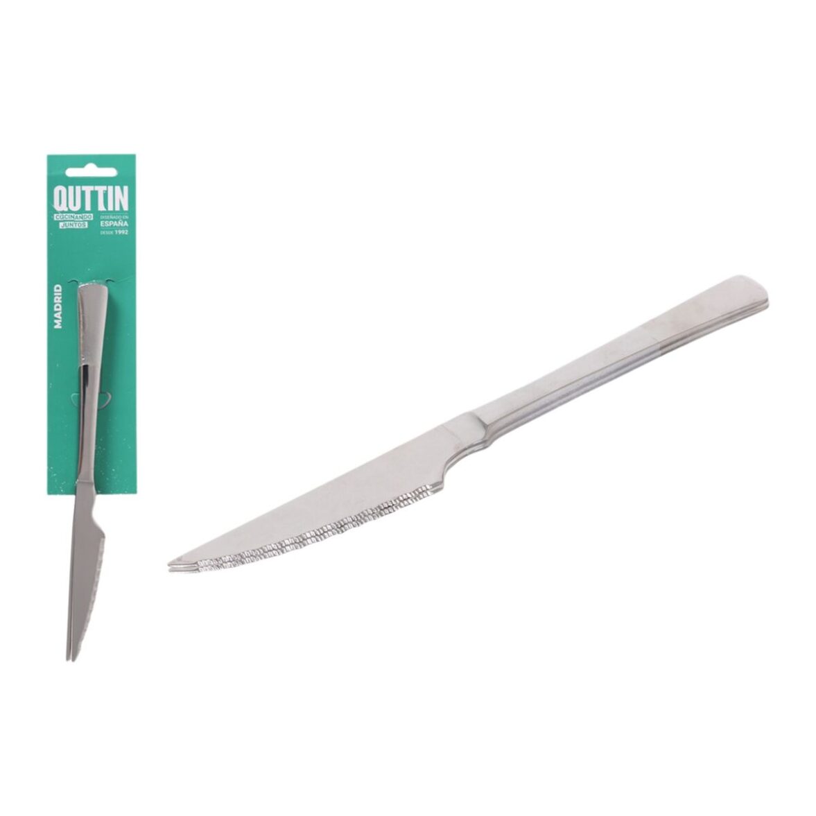Set de Cuchillos para Carne Quttin Madrid Plateado Acero Inoxidable 21 x 2 x 0,5 cm 2 Piezas (12 Unidades) - Imagen 3