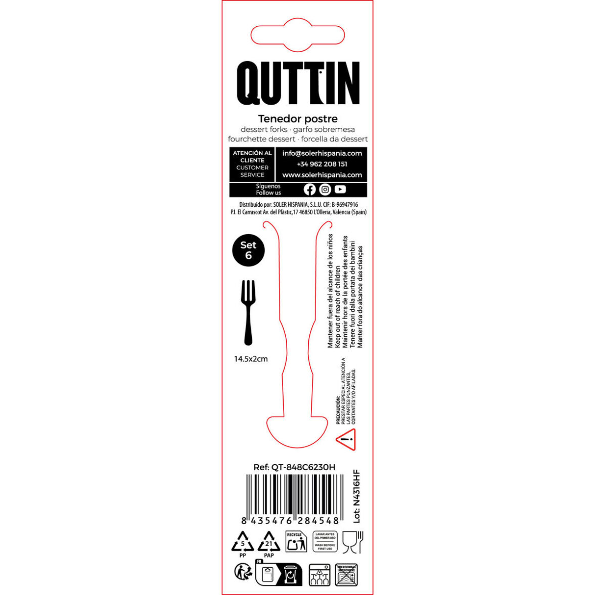 Tenedor Quttin Madrid 14,5 x 2 x 1 cm 6 Piezas (12 Unidades) - Imagen 5