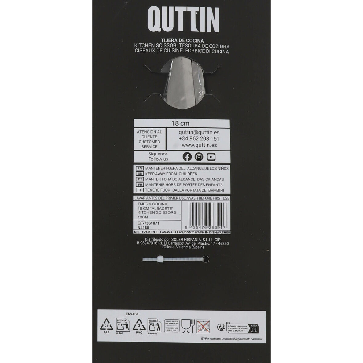 Tijeras de Cocina Quttin Albacete 18 cm (8 Unidades) - Imagen 3