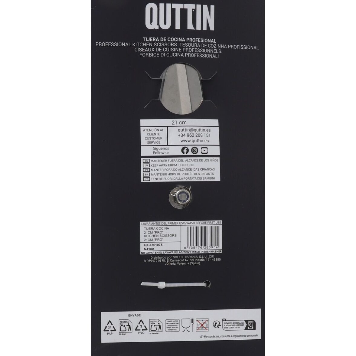 Tijeras de Cocina Quttin Pro 21 cm (6 Unidades) - Imagen 5