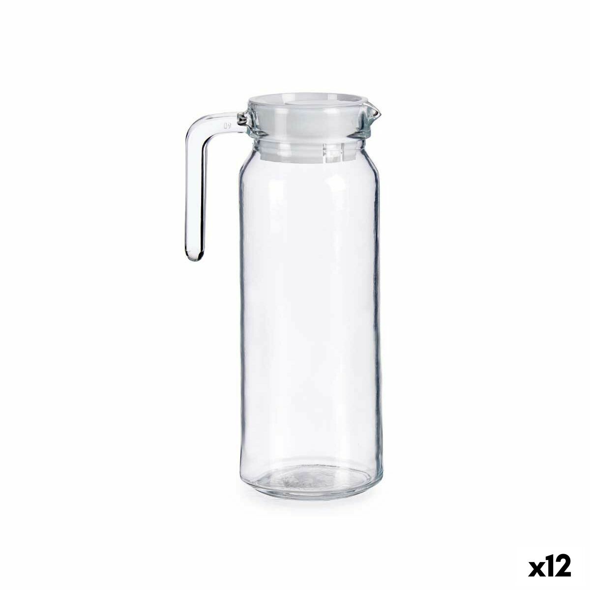 Jarra con Tapa y Dosificador Blanco Transparente Plástico 1 L (12 Unidades)