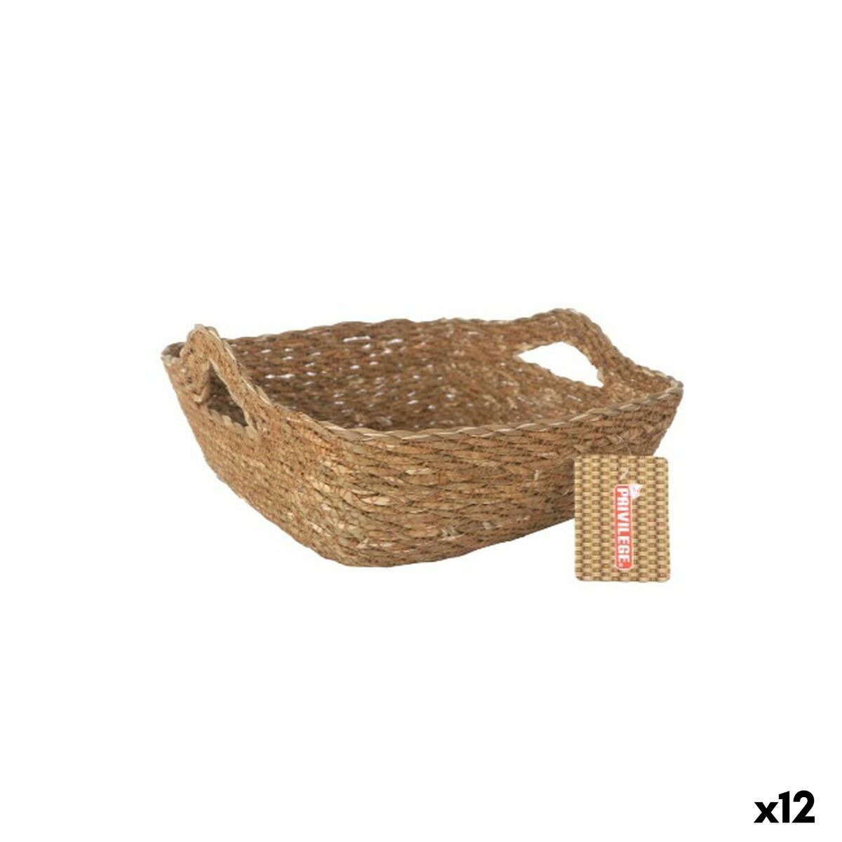 Cesta Multiusos Privilege Marrón Mimbre 22 x 22 x 8 cm (12 Unidades)