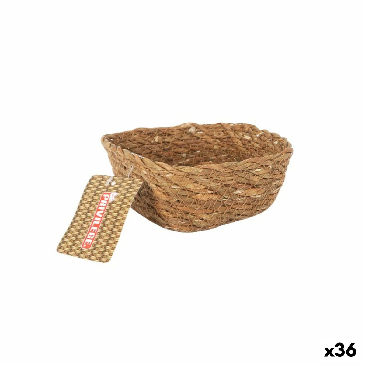 Cesta Multiusos Privilege   Marrón Mimbre Cuadrado 12 x 12 x 5 cm (36 Unidades)