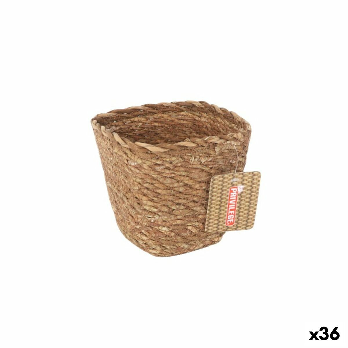 Cesta Multiusos Privilege   Marrón Mimbre Cuadrado 12 x 12 x 11 cm (36 Unidades)