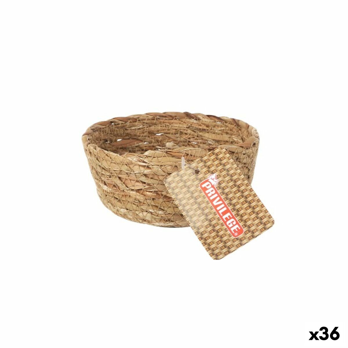 Cesta Multiusos Privilege   Marrón Mimbre Redonda ø 12 x 5 cm (36 Unidades)