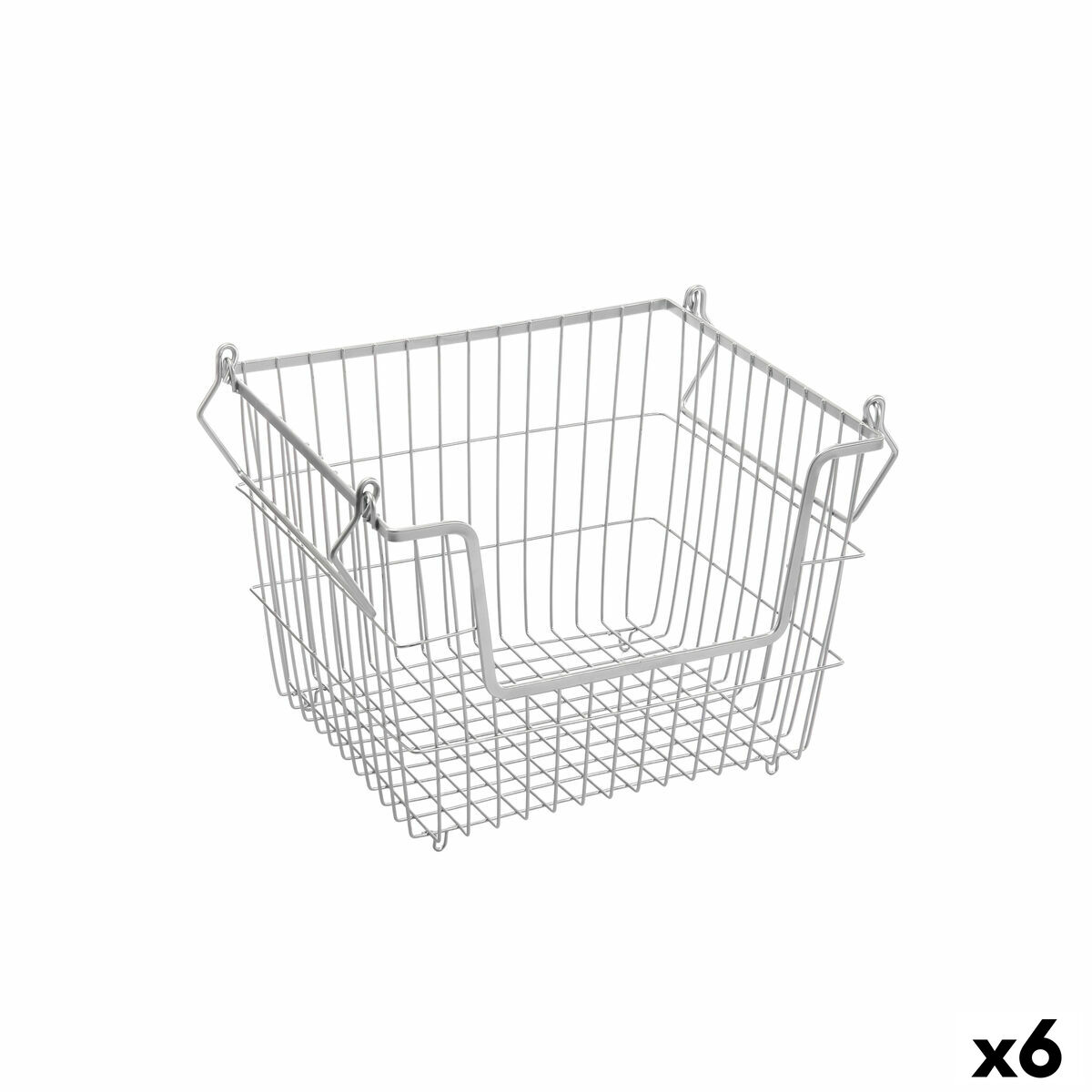 Cesta Multiusos Confortime Gris Metal 32 x 27 x 23 cm (6 Unidades)