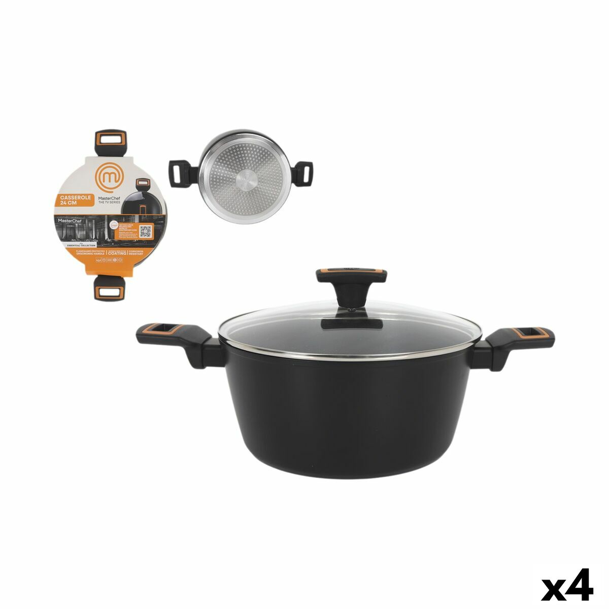 Cacerola Con Tapa MasterChef 24 cm 2,5 mm (4 Unidades)
