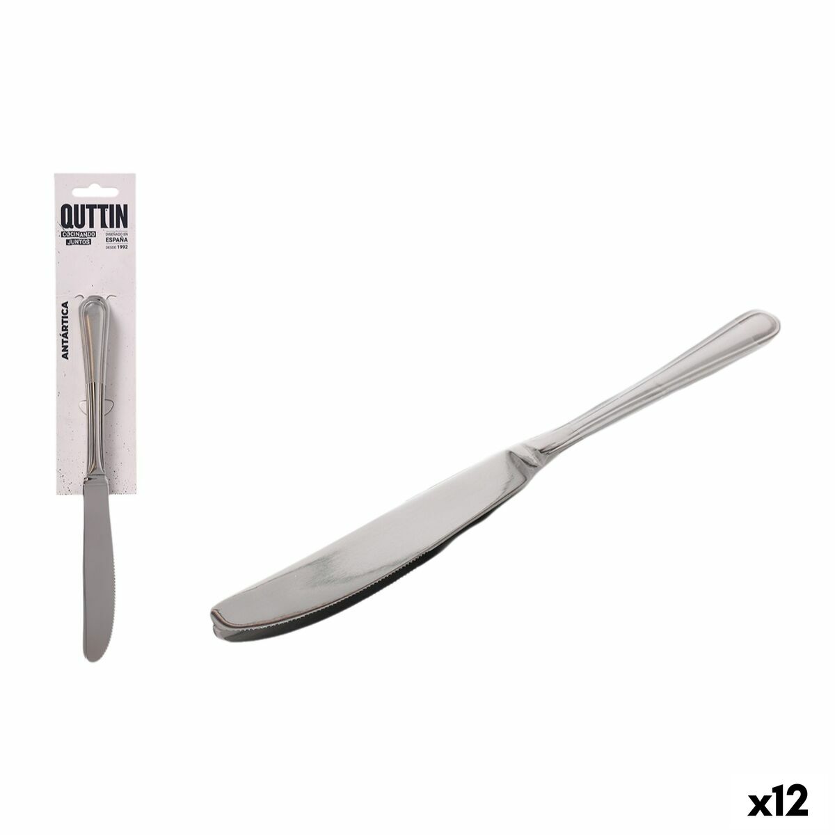 Set de Cuchillos Quttin Antártica Plateado Acero Inoxidable 21,6 x 1,8 cm 2 Piezas (12 Unidades)