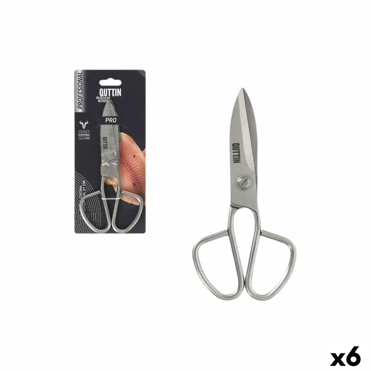 Tijeras de Cocina Quttin Pro 21 cm (6 Unidades)