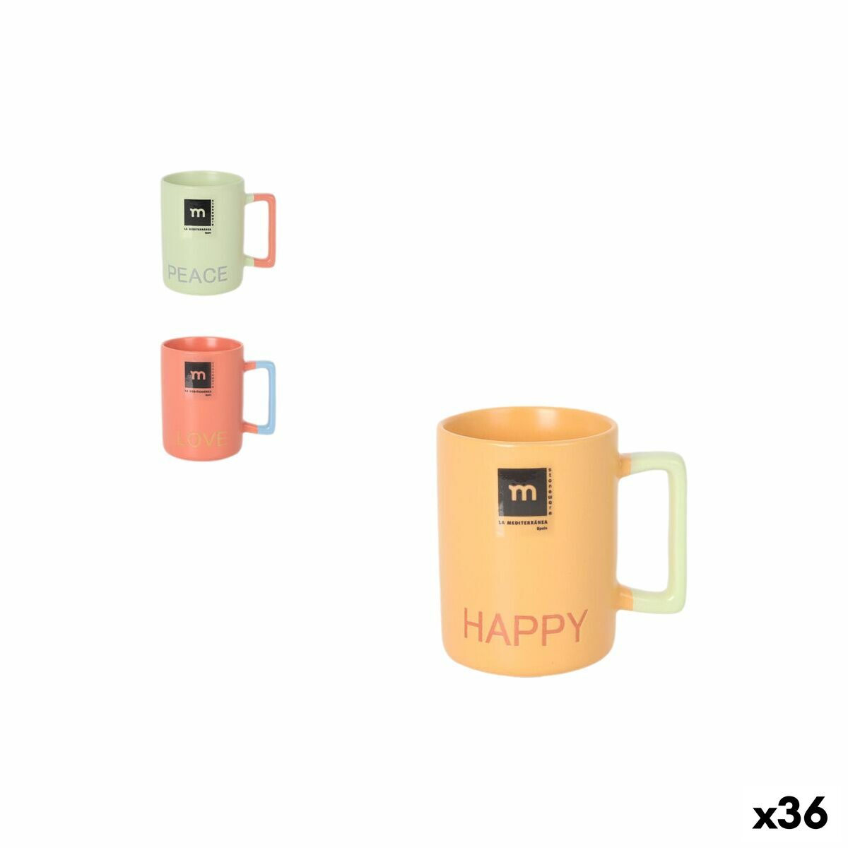 Taza de café y té La Mediterránea Love & Peace 90 ml (36 Unidades)