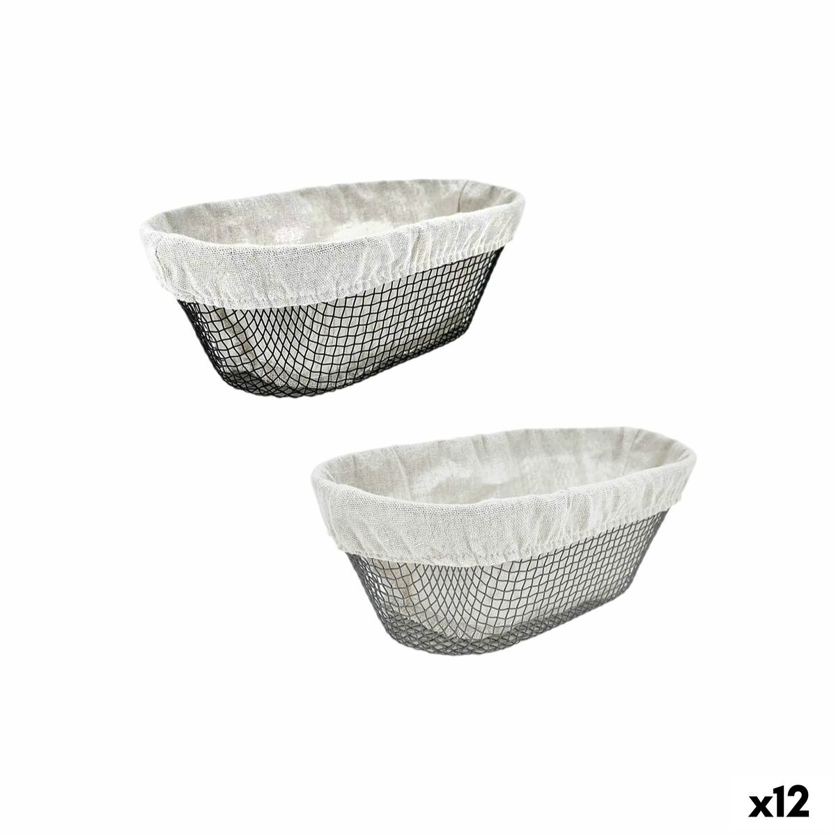 Cesta para el Pan Metal Ovalado 28 x 15 x 10 cm (12 Unidades)