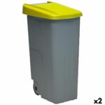 Cubo de Basura con Ruedas Denox 110 L Amarillo 58 x 41 x 89 cm - Effik Store