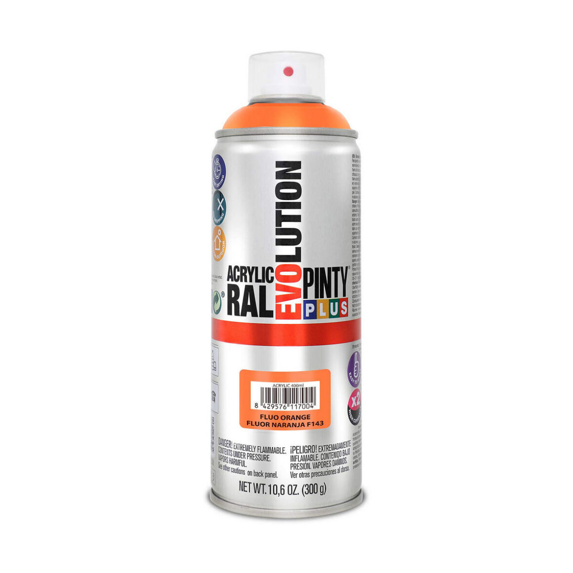 Pintura en spray Pintyplus Evolution F143 400 ml Fluorescente Naranja