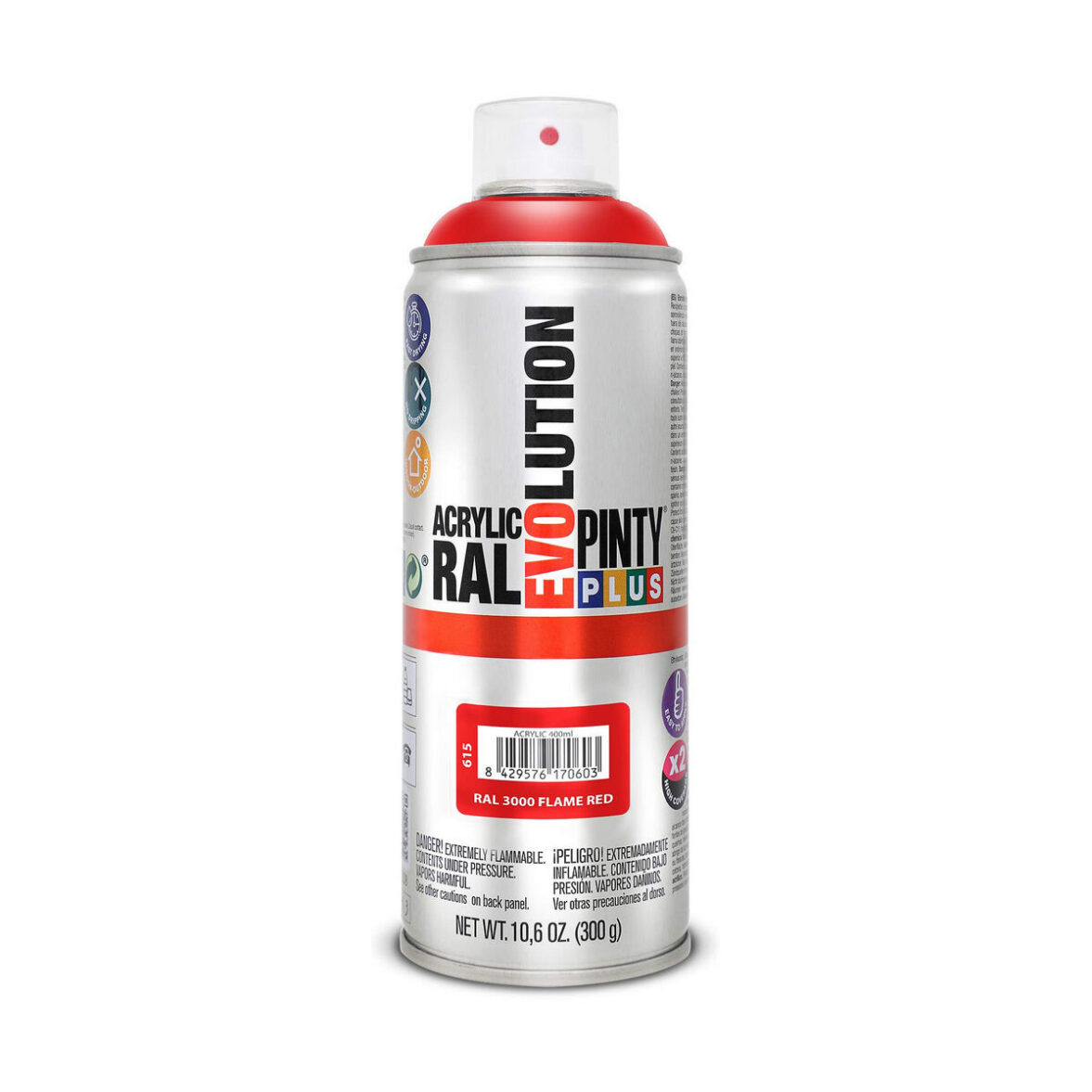 Pintura en spray Pintyplus Evolution RAL 3000 400 ml Flame Red