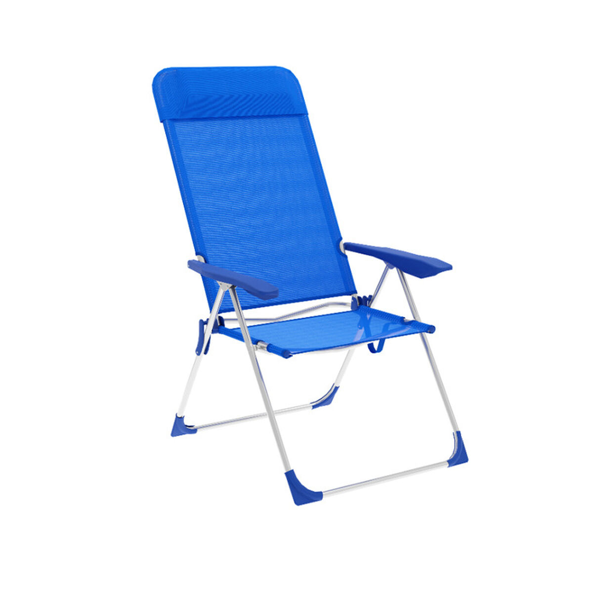 Marbueno Silla Plegable 5 Posiciones Aluminio con Cojin Azul Playa y Piscina 69X58X109 cm 10249 - Effik Store