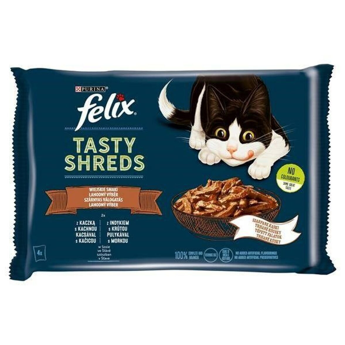 Comida para gato Purina Tasty Shreds Pavo Pato 4 x 80 g