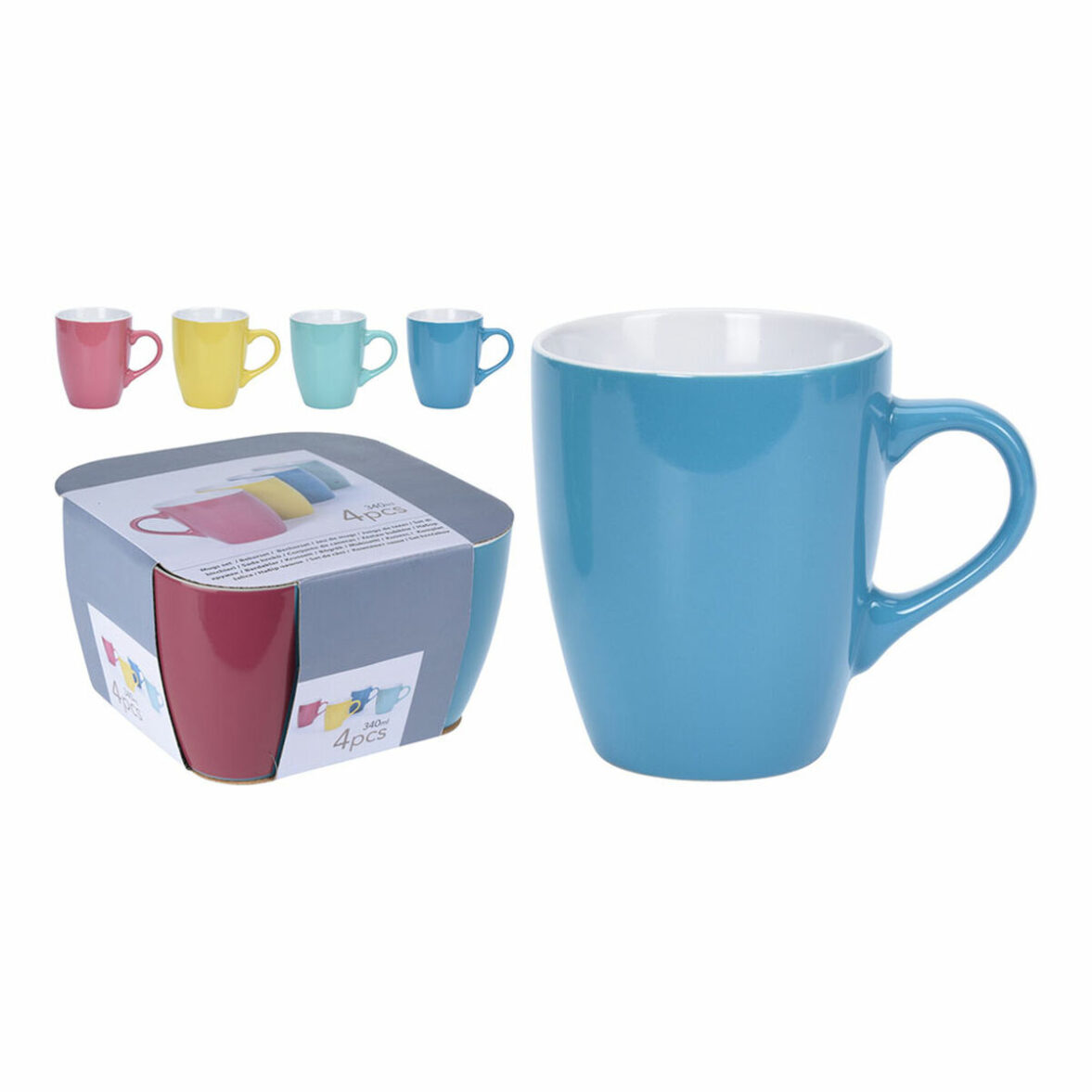 Juego de 4 Tazas Mug Lifetime Cerámica 340 ml