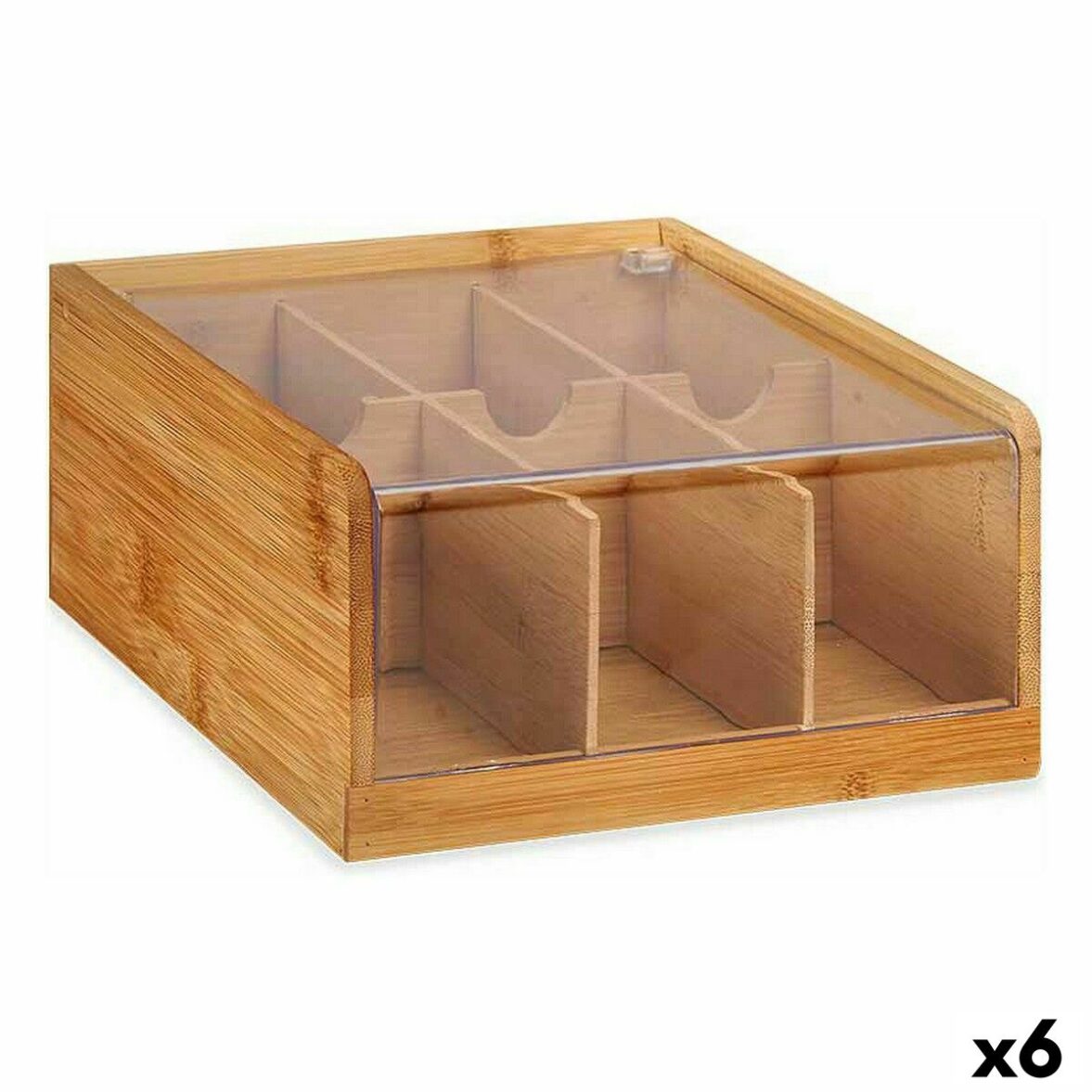 Caja para Infusiones Kinvara JWKW-4344 Marrón Bambú 22 x 10 x 20,5 cm Té (6 Unidades)