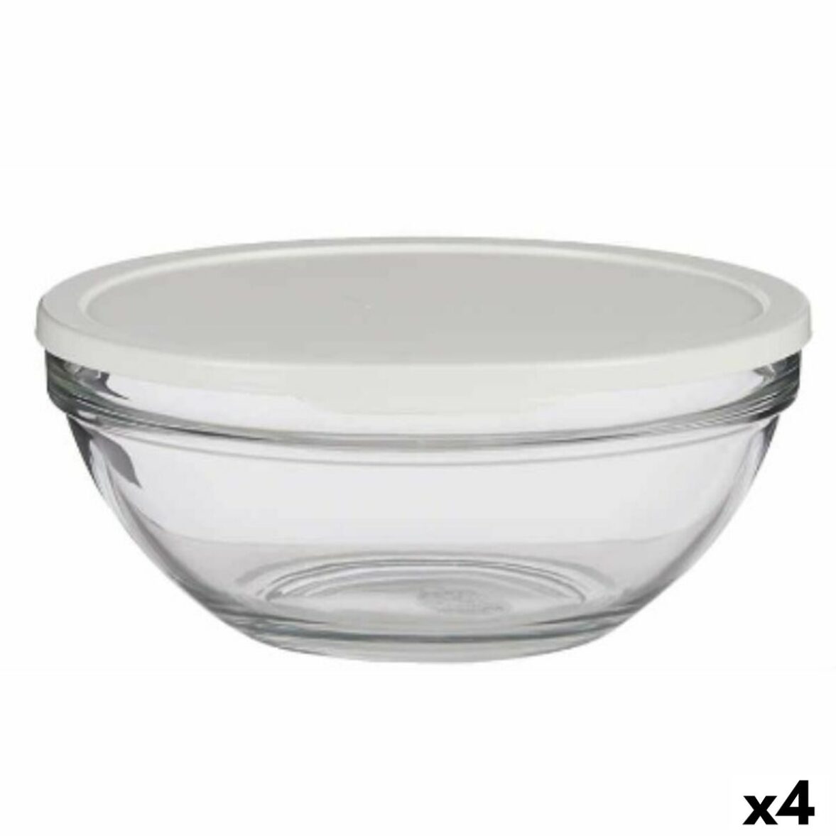 Fiambrera Redonda con Tapa Pasabahce Chefs Blanco 2,5 L 23,7 x 10,1 x 23,7 cm (4 Unidades)