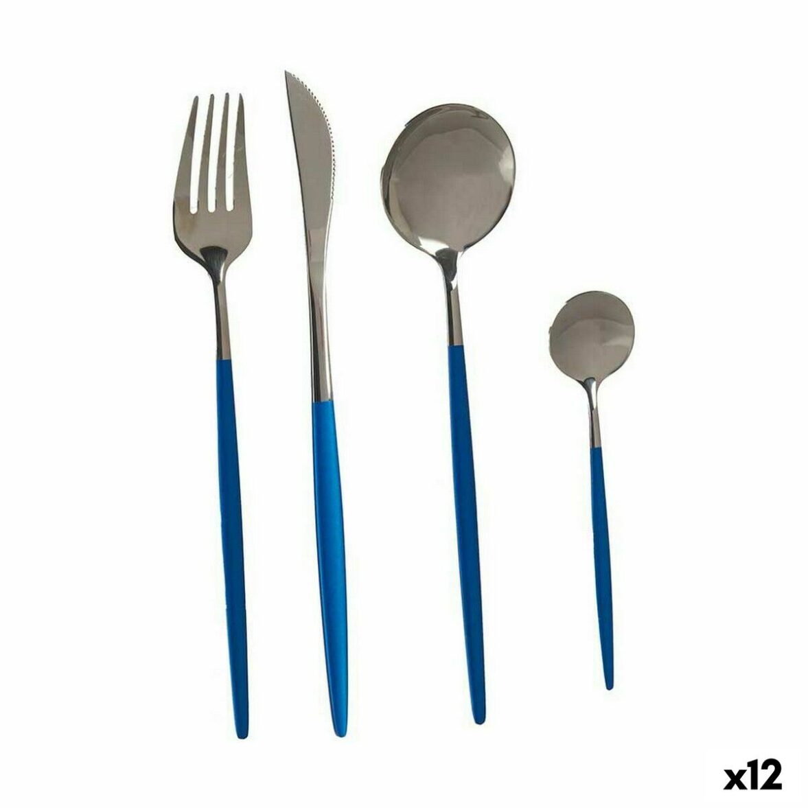 Set de Cubiertos Kinvara BST-CT022 Azul Plateado Acero Inoxidable (12 Unidades)